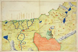 Il Medio Oriente, da un Atlante del Mondo in 33 Mappe, Venezia, 1 settembre 1553 (inchiostro su pergamena)